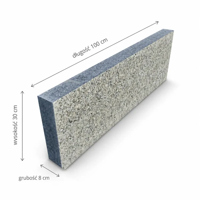 Blok granitowy G602 8x30x100 cm góra + bok płomieniowany