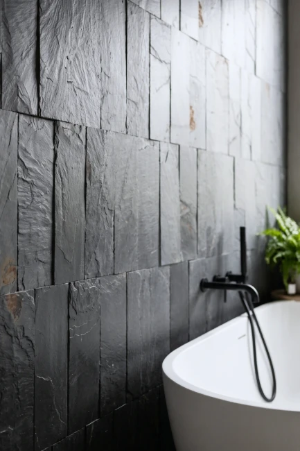 Kamień elewacyjny-dekoracyjny Łupek Black Slate | 10x30 cm
