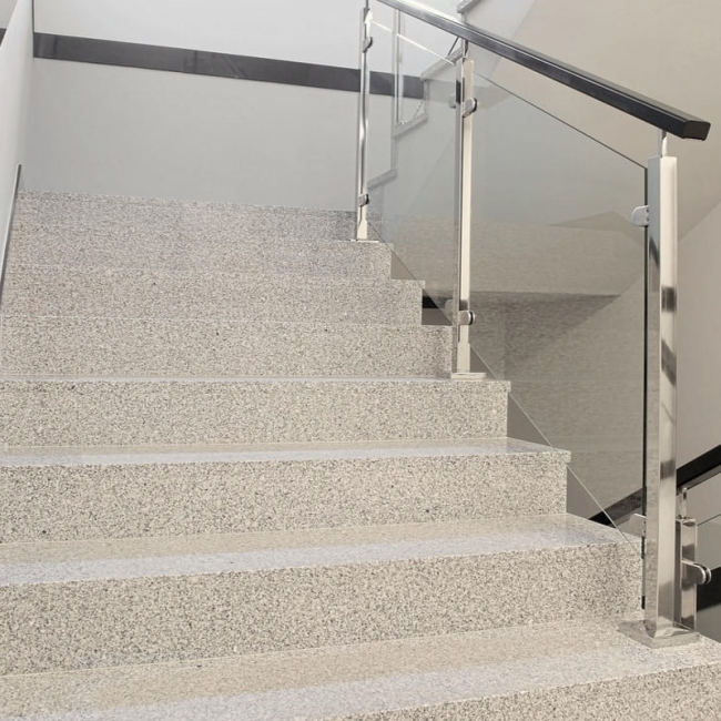 Stopnica granitowa szara płomieniowana Bianco Sardo G602 150x33x2 cm