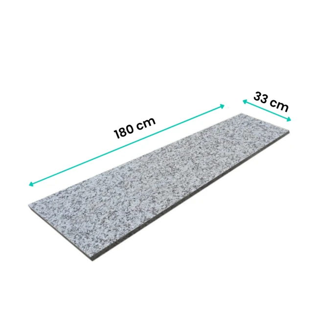 Stopnica granitowa szara płomieniowana Bianco Sardo G602 180x33x2 cm