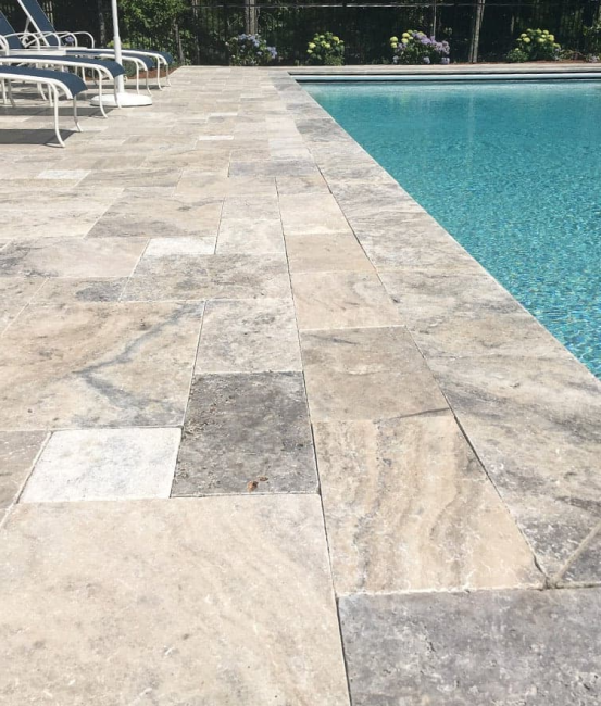 Trawertyn Silver Latte Antykowany 15,3x30,5x3 cm | Taras Ogród Basen