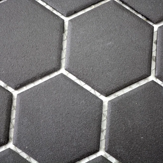 Mozaika gresowa Czarna Hexagon Matowa | 32,5x28,1x0,5 cm