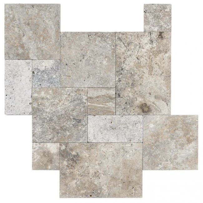 Trawertyn Silver Latte Bębnowany 3 cm | Komplet Rzymski 0,742 m2