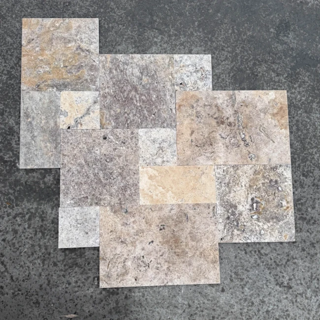 Trawertyn Silver Latte Bębnowany 3 cm | Komplet Rzymski 0,742 m2