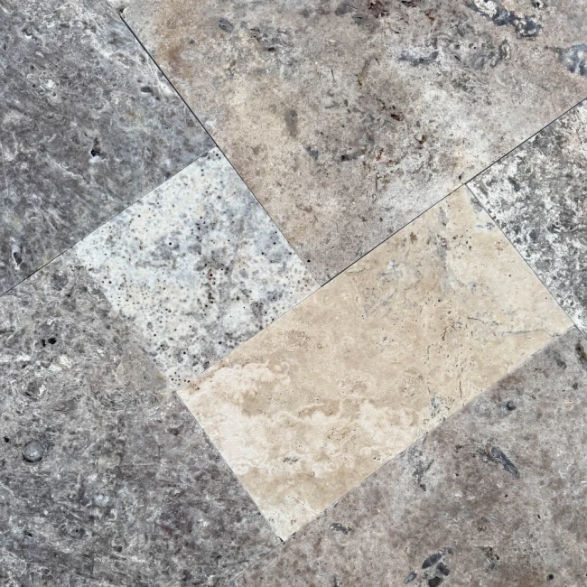 Trawertyn Silver Latte Bębnowany 3 cm | Komplet Rzymski 0,742 m2