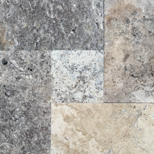 Trawertyn Silver Latte Bębnowany 3 cm | Komplet Rzymski 0,742 m2