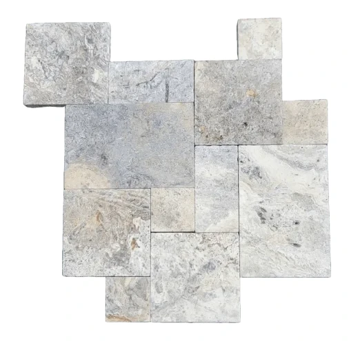 Trawertyn Silver Premium Bębnowany 1,2 cm | Komplet Rzymski 0,742 m2