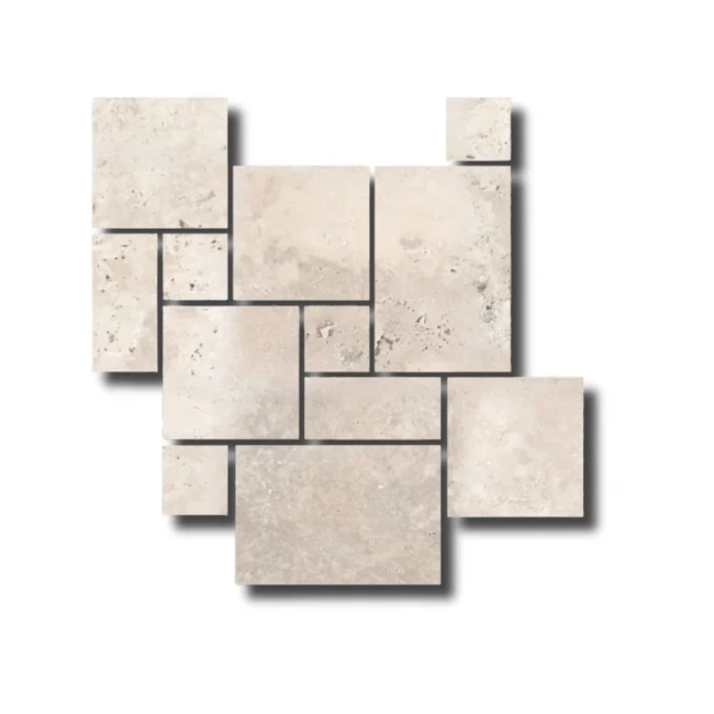 Trawertyn Super Light Bębnowany Szlif 1,2 cm | Komplet Rzymski 0,742 m2