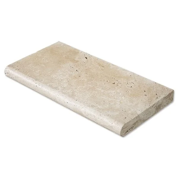 Trawertyn Stopnica | Kamień brzegowy Ivory Classic Mix Bębnowany Bullnose 135x35x3 cm