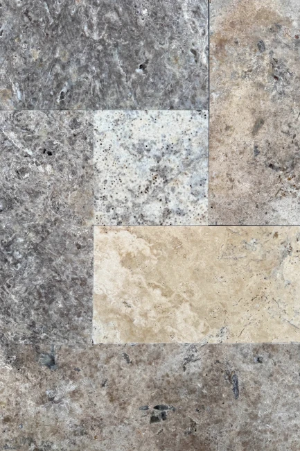 Trawertyn Silver Latte Bębnowany 1,2 cm | Komplet Rzymski 0,742 m2