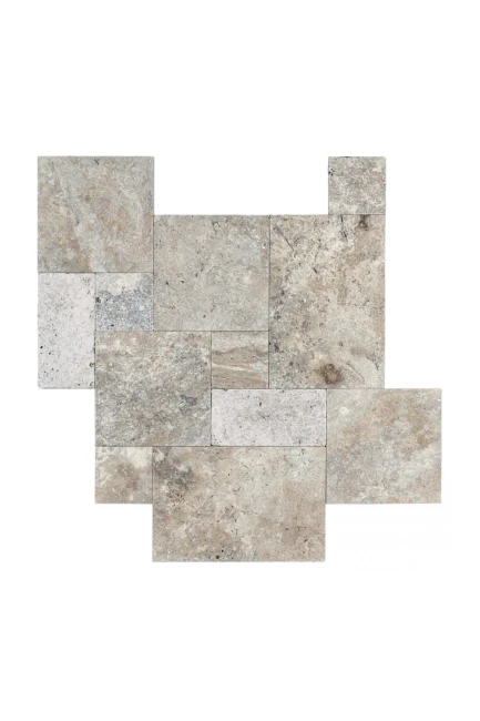 Trawertyn Silver Latte Bębnowany 1,2 cm | Komplet Rzymski 0,742 m2  Komplet Rzymski