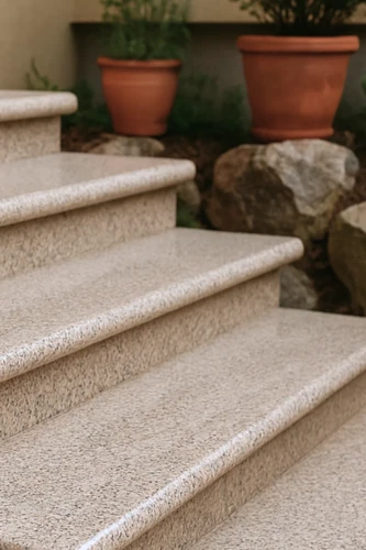 Schodek granitowy żółty G682 polerowany Bullnose 120x35x2 cm