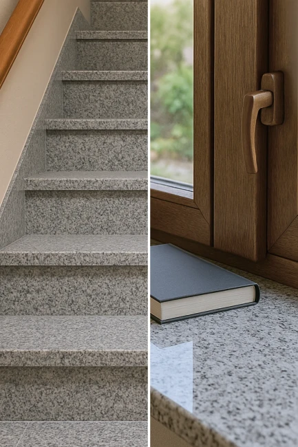 Parapet / Stopnica granitowa szara polerowana Bianco Sardo G602 180x33x2 cm