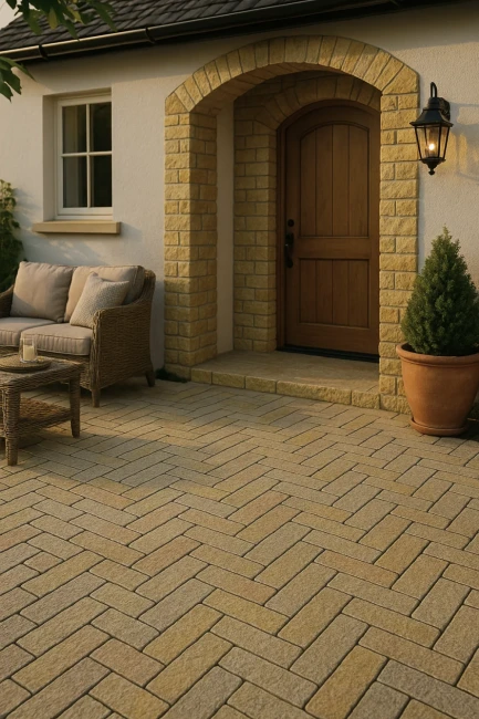 Kamień elewacyjny Tandur Yellow Limestone Naturalny Bębnowany 7x30x3 cm