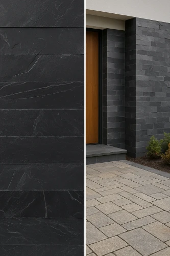 Kamień elewacyjny-dekoracyjny Łupek Black Slate Naturalny 30x60x1 cm
