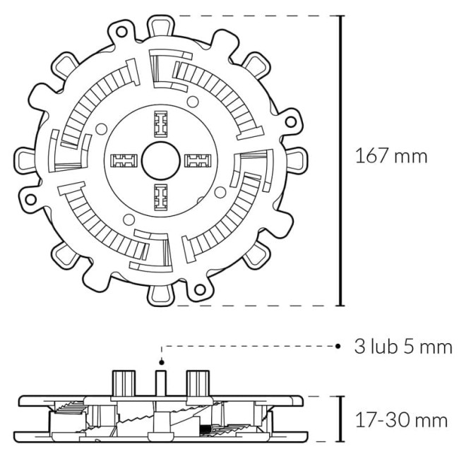 Regulowany wspornik tarasowy Spiral 10-17 mm