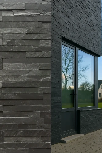 Kamień elewacyjny dekoracyjny łupek czarny 10x36 Black Slate Stackstone