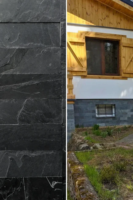 Kamień elewacyjny-dekoracyjny Łupek Black Slate Brick 10x30