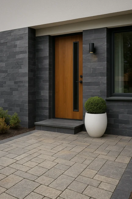 Kamień elewacyjny-dekoracyjny Łupek Black Slate Brick 10x30