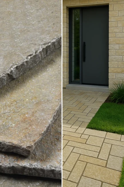 Kamień elewacyjny Tandur Yellow Limestone Natural t/h 7x30x2 cm