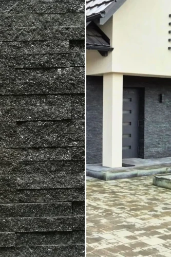 Kamień elewacyjny-dekoracyjny kwarcytowy czarny Stackstone Black 10x36 cm