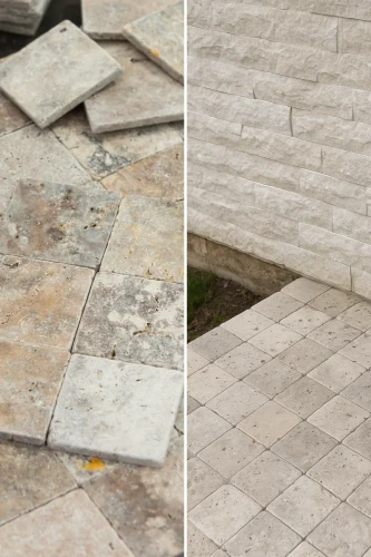 Kamień Dekoracyjny Trawertyn Ash Kostka Bębnowana 10x10x1 cm