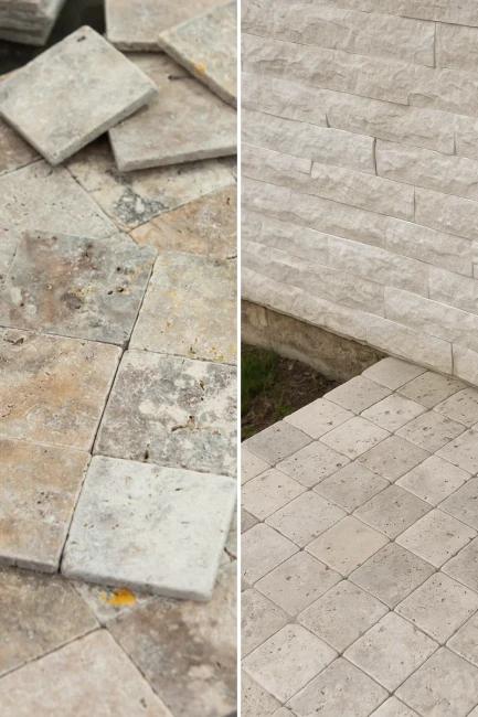 Kamień Dekoracyjny Trawertyn Ash Kostka Bębnowana 10x10x1 cm