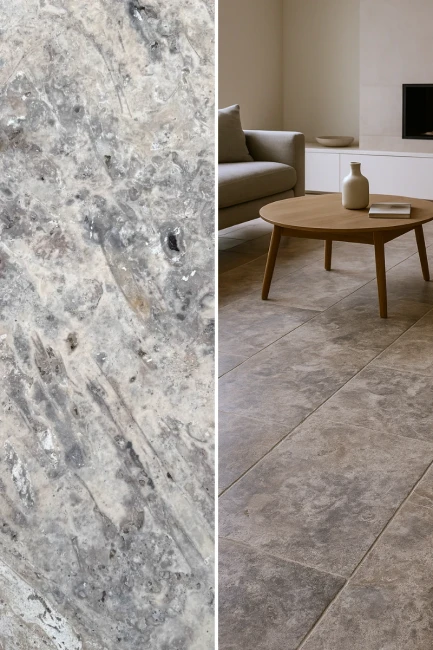 Trawertyn Silver Latte Bębnowany 40,6x61x1,2 cm