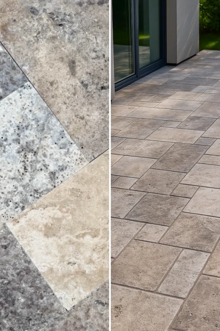 Trawertyn Silver Latte Bębnowany 3 cm | Komplet Rzymski 0,742 m2