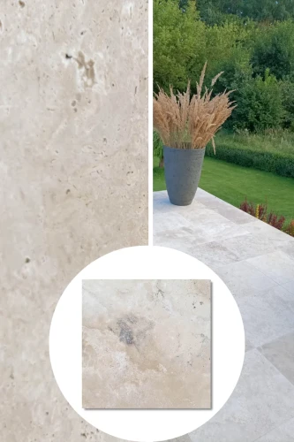 Trawertyn Ivory Classic Mix Bębnowany 3 cm 61×61 cm | Płytka kamienna na taras i do ogrodu