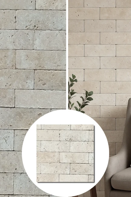 Cegiełka z Trawertynu Ivory Classic Mix 10×30×1 cm | Kamień Dekoracyjny Elewacyjny