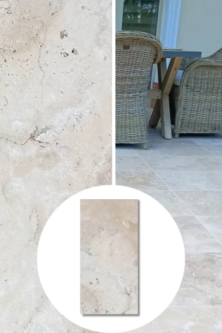 Trawertyn Ivory Classic Mix Bębnowany 40,6×61x3 cm | Płytka ogrodowo-tarasowa