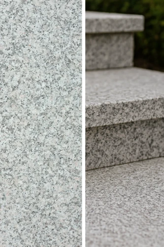 Stopnica granitowa szara płomieniowana Bianco Sardo G602 150x33x3 cm