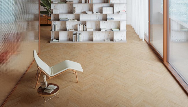 Płytka gresowa Mimesis Chevron Miele 11x54 drewnopodobna