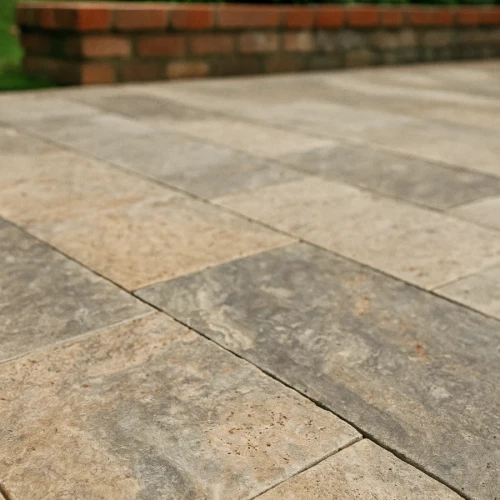 Trawertyn Ash Argent Antykowany 15,3×30,5x3 cm | Płytka ogrodowo-tarasowa