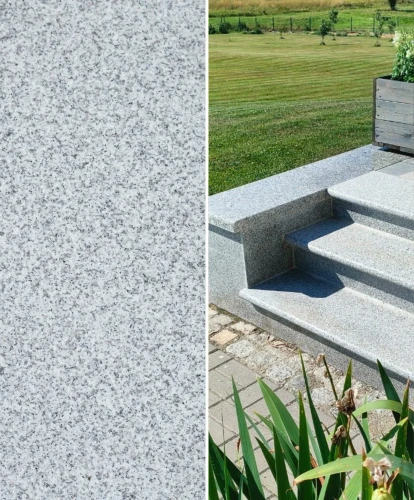 Schodek granitowy szary płomieniowany G603 Bullnose 120x35x2 cm