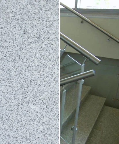 Stopnica granitowa szara płomieniowana Bianco Cristal G603 180x33x2 cm (