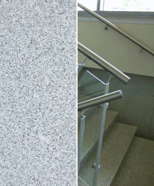 Stopnica granitowa szara płomieniowana Bianco Cristal G603 180x33x2 cm (