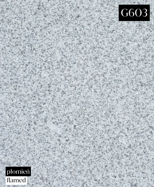 Stopnica granitowa szara płomieniowana Bianco Cristal G603 180x33x2 cm (