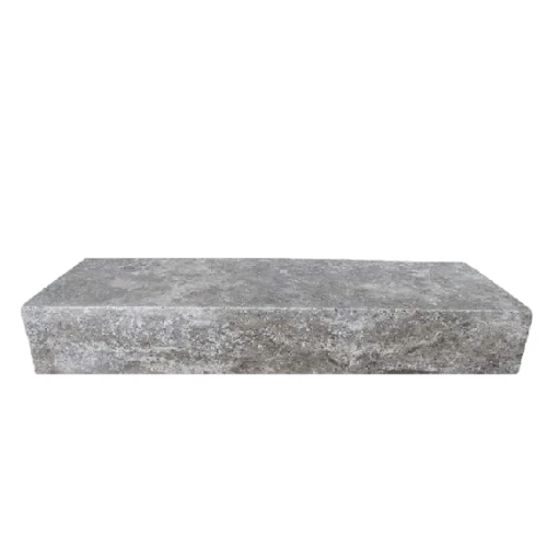 Trawertyn Blok Schodowy Silver Latte Greige Bębnowany Szlif 100x35 gr.15 cm