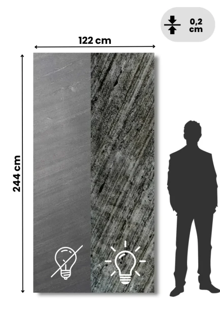 Fornir kamienny Line Black XXL 122x244x0,2 cm Transparentny