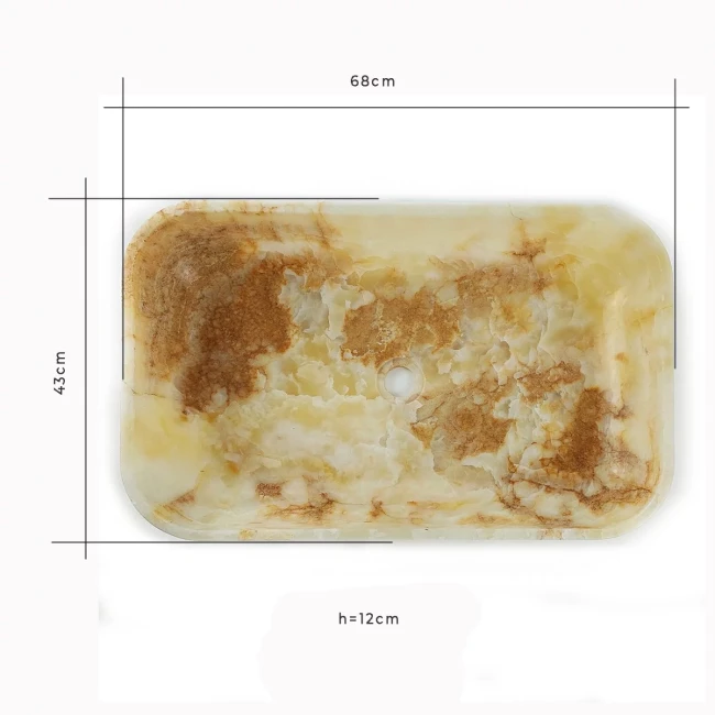 Umywalka Onyksowa Honey Miodowy Polerowana 68x43x12 cm