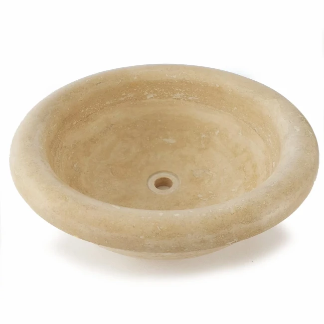 Umywalka Trawertynowa Classic Light Beżowy Satynowa 45x45x16 cm