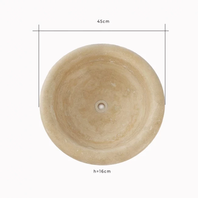Umywalka Trawertynowa Classic Light Beżowy Satynowa 45x45x16 cm