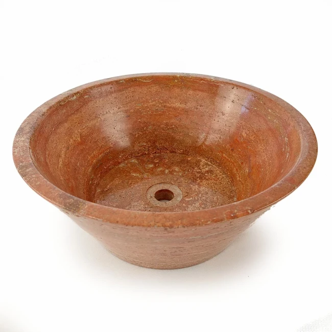 Umywalka Trawertynowa Bordeaux Czerwony Polerowana 42x42x16 cm
