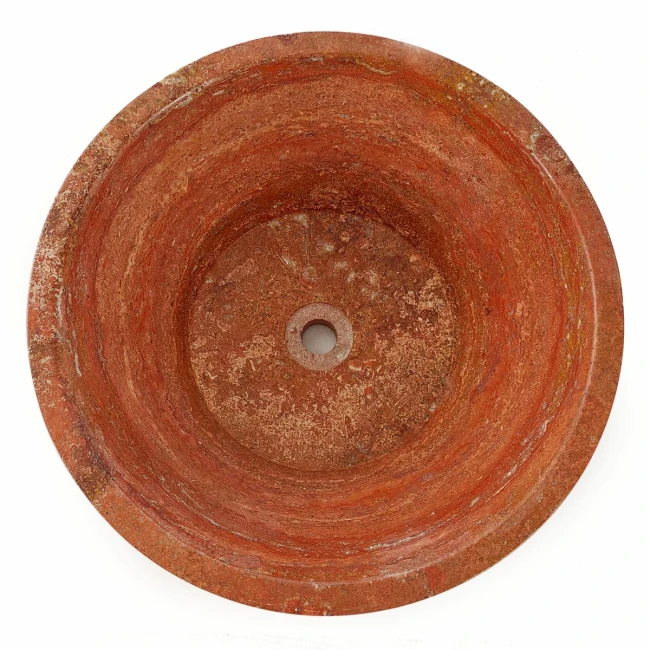 Umywalka Trawertynowa Bordeaux Czerwony Polerowana 42x42x16 cm