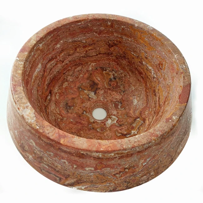 Umywalka Trawertynowa Bordeaux Czerwony Satynowa 44x44x21 cm