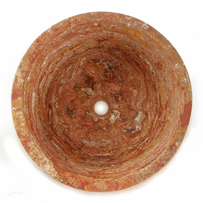 Umywalka Trawertynowa Bordeaux Czerwony Satynowa 44x44x21 cm