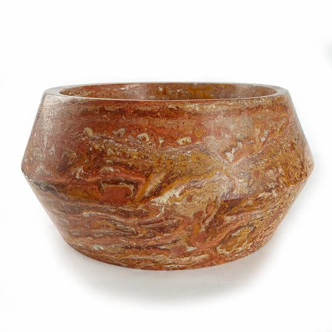 Umywalka Trawertynowa Bordeaux Czerwony Satynowa 44x44x21 cm