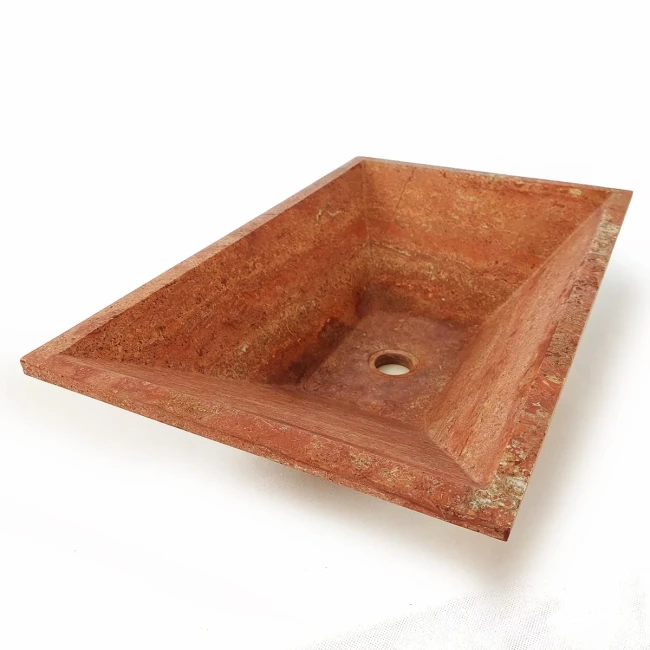 Umywalka Trawertynowa Bordeaux Czerwony Satynowa 61x38,5x15 cm